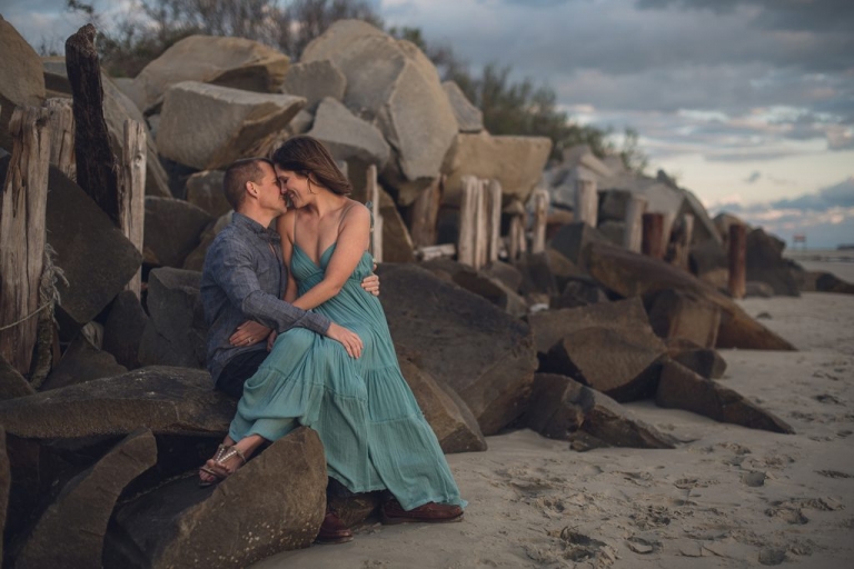 sunset engagement session, elopement, wanderlove adventure, couples, south carolina, beach