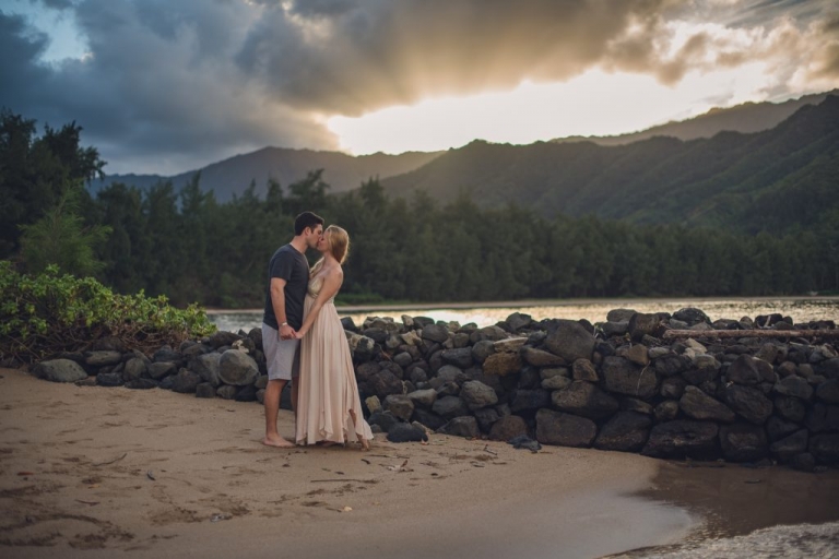 couples adventure session, wanderlove, oahu, hawaii, sunset, beach
