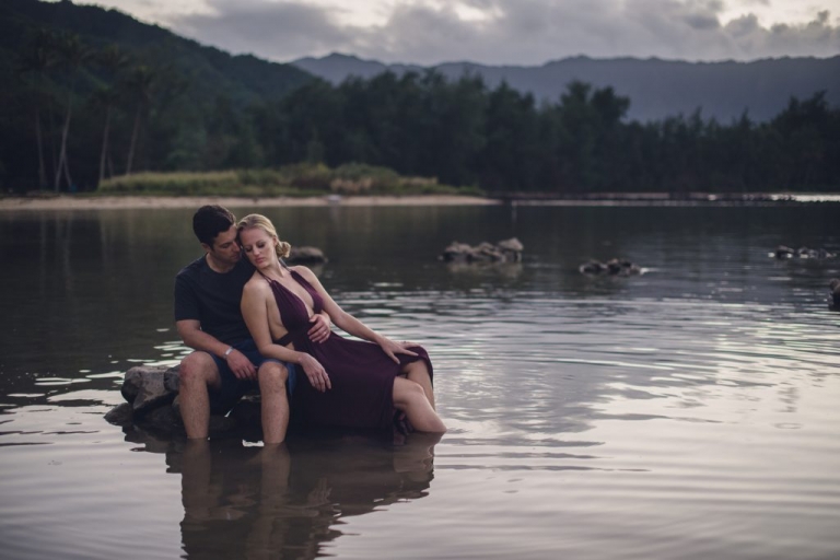 couples adventure session, wanderlove, oahu, hawaii, sunset, beach