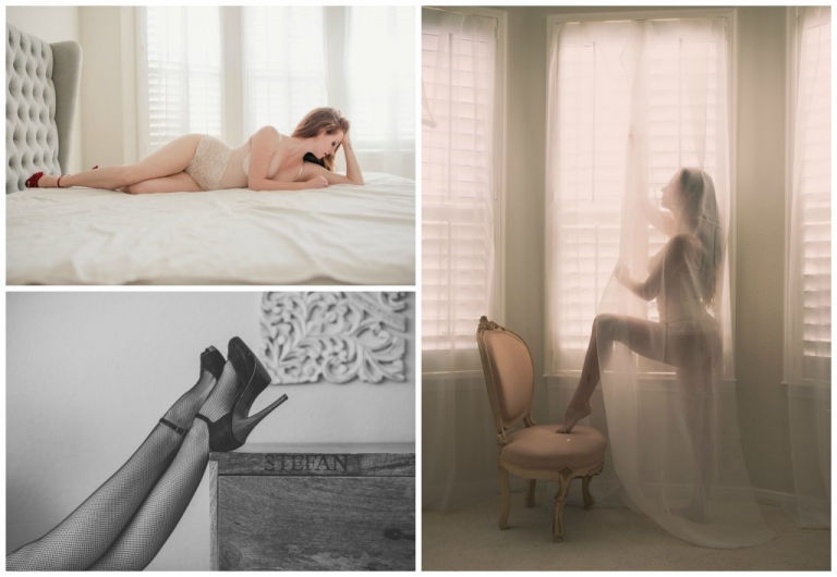 redhead intimate lifestyle boudoir session in houston bedroom