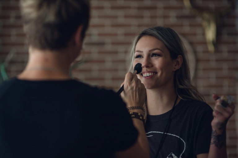 bride getting make up for elopement