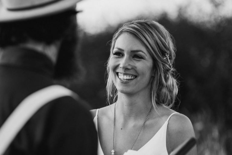 emotional bride during elopement