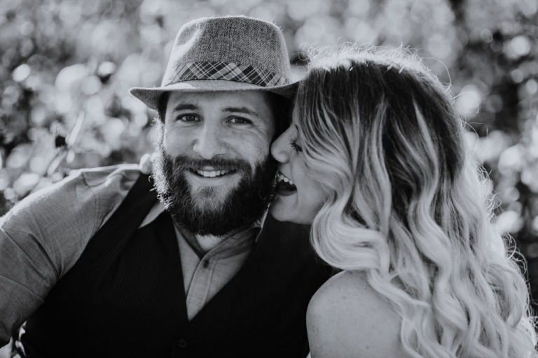 couple laughing during adventure session