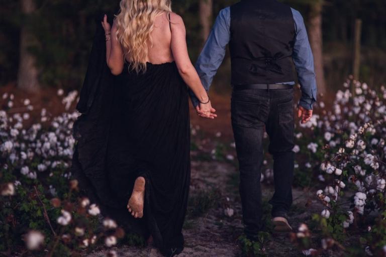 dirty feet walking away from couples adventure session