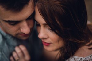 close detail of couple nuzzling