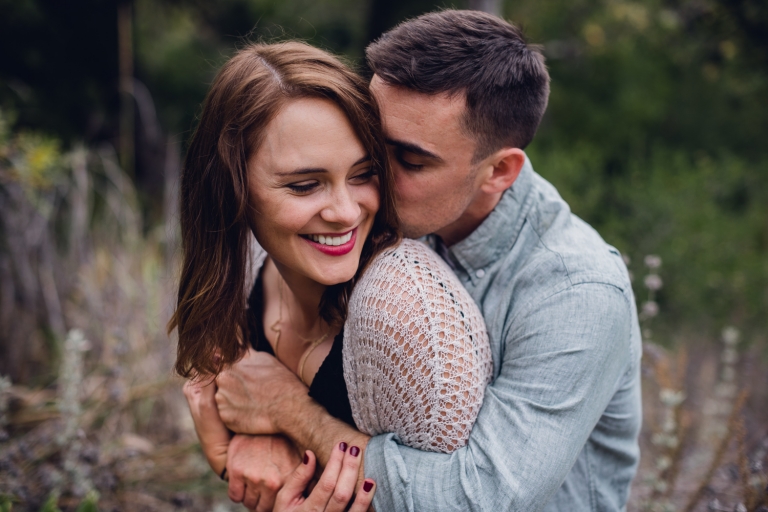 couple embracing in nature