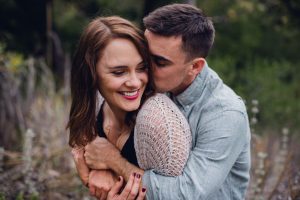 couple embracing in nature