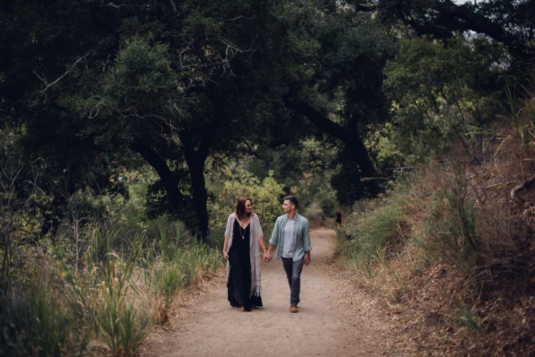 adventurous couple walking in nature