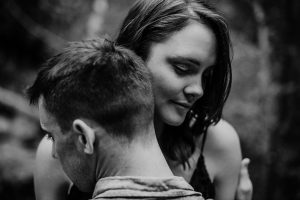 intimate portrait of engagement couple