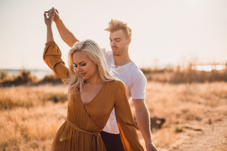 adventurous couple dancing