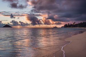 Kailua Beach, hawaii, Lanikai Beach, sunrise, oahu, ocean, beach, clouds, white sand, white sand beach, purple clouds, purple, nature, outdoors, outdoor photography, Hawaiian island