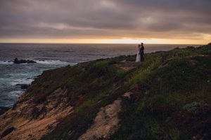 big sur elopement wedding cliff at sunset