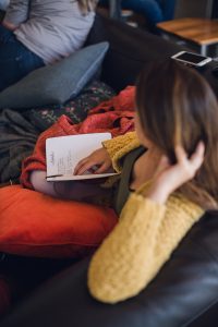 cozy, mustard colored sweater, journal, All Heart Workshop, Colorado Springs, Colorado