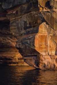Michigan's Pictured Rocks on Lake Superior, mineral stain, cliffs, midwest, great lakes, sunset, boat tours, summertime, lake water, upper peninsula, UP Michigan, Michigan, Lake Superior, pictured rocks, greenery, great lakes, midwest