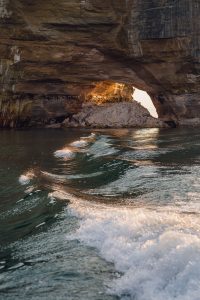 Michigan's Pictured Rocks on Lake Superior, mineral stain, cliffs, midwest, great lakes, sunset, boat tours, summertime, lake water, upper peninsula, UP Michigan, Michigan, Lake Superior, Pictured Rocks, great lakes, midwest