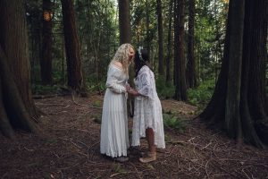 pacific northwest elopement, pacific northwest elopement photographer, olympic national park, Washington Elopement Photographer, Washington Olympic Peninsula, forest elopement, boho style wedding, bohemian style wedding dress, Hoh Rainforest