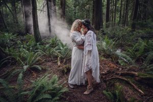 pacific northwest elopement, pacific northwest elopement photographer, olympic national park, Washington Elopement Photographer, Washington Olympic Peninsula, forest elopement, boho style wedding, bohemian style wedding dress, Hoh Rainforest