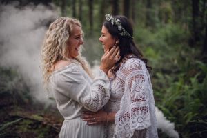 pacific northwest elopement, pacific northwest elopement photographer, olympic national park, Washington Elopement Photographer, Washington Olympic Peninsula, forest elopement, boho style wedding, bohemian style wedding dress, Hoh Rainforest