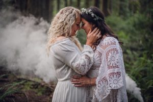 pacific northwest elopement, pacific northwest elopement photographer, olympic national park, Washington Elopement Photographer, Washington Olympic Peninsula, forest elopement, boho style wedding, bohemian style wedding dress, Hoh Rainforest