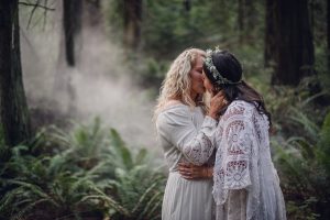 pacific northwest elopement, pacific northwest elopement photographer, olympic national park, Washington Elopement Photographer, Washington Olympic Peninsula, forest elopement, boho style wedding, bohemian style wedding dress, Hoh Rainforest