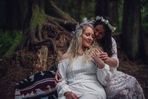 pacific northwest elopement, pacific northwest elopement photographer, olympic national park, Washington Elopement Photographer, Washington Olympic Peninsula, forest elopement, boho style wedding, bohemian style wedding dress, Hoh Rainforest