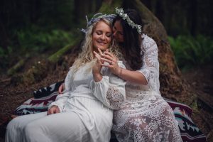 pacific northwest elopement, pacific northwest elopement photographer, olympic national park, Washington Elopement Photographer, Washington Olympic Peninsula, forest elopement, boho style wedding, bohemian style wedding dress, Hoh Rainforest