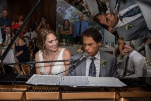 intimate summer elopement, Rothko chapel, Houston intimate elopement, Texas intimate elopement photographer, navy blue suit, sleeveless wedding dress, summer wedding, greenery, bride and groom, just married