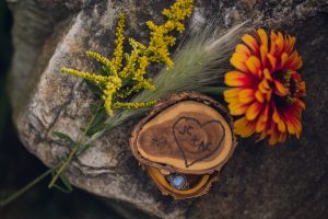 fall flowers, opal wedding ring, engraved wood box, upstate New York wedding, farm wedding, NY wedding, intimate weddings, adventure wedding photographer, NY wedding photographer, NY intimate wedding photographer