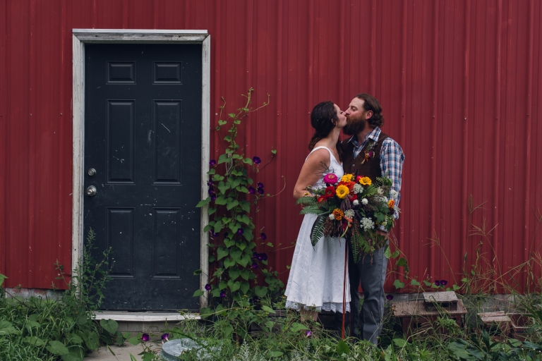 fall bouquet, red barn, blue flannel, upstate New York wedding, farm wedding, NY wedding, intimate weddings, adventure wedding photographer, NY wedding photographer, NY intimate wedding photographer