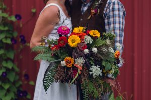 fall bouquet, red barn, blue flannel, upstate New York wedding, farm wedding, NY wedding, intimate weddings, adventure wedding photographer, NY wedding photographer, NY intimate wedding photographer