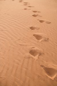 Sahara Desert, sand dunes, Morocco, footprints, adventure photography and elopements