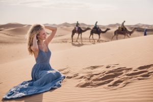 adventure photography and elopements, Sahara Desert, sand dune, Morocco, camels