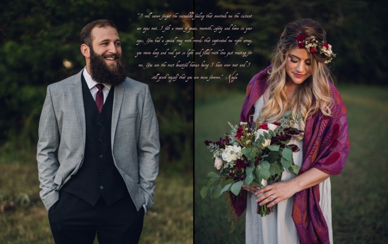 portraits of bride and groom on their elopement day