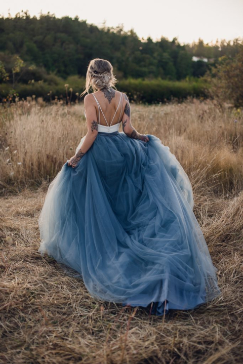 Lacey in a blue dress, Canada